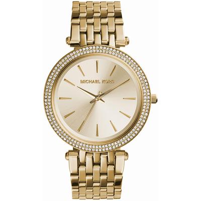 Quarzuhr MICHAEL KORS "DARCI", gold (goldfarben, champagnerfarben), Armbanduhren, Damen, goldfarben, Quarzuhr, Armbanduhr, Damenuhr, Glassteine, Edelstahlarmband