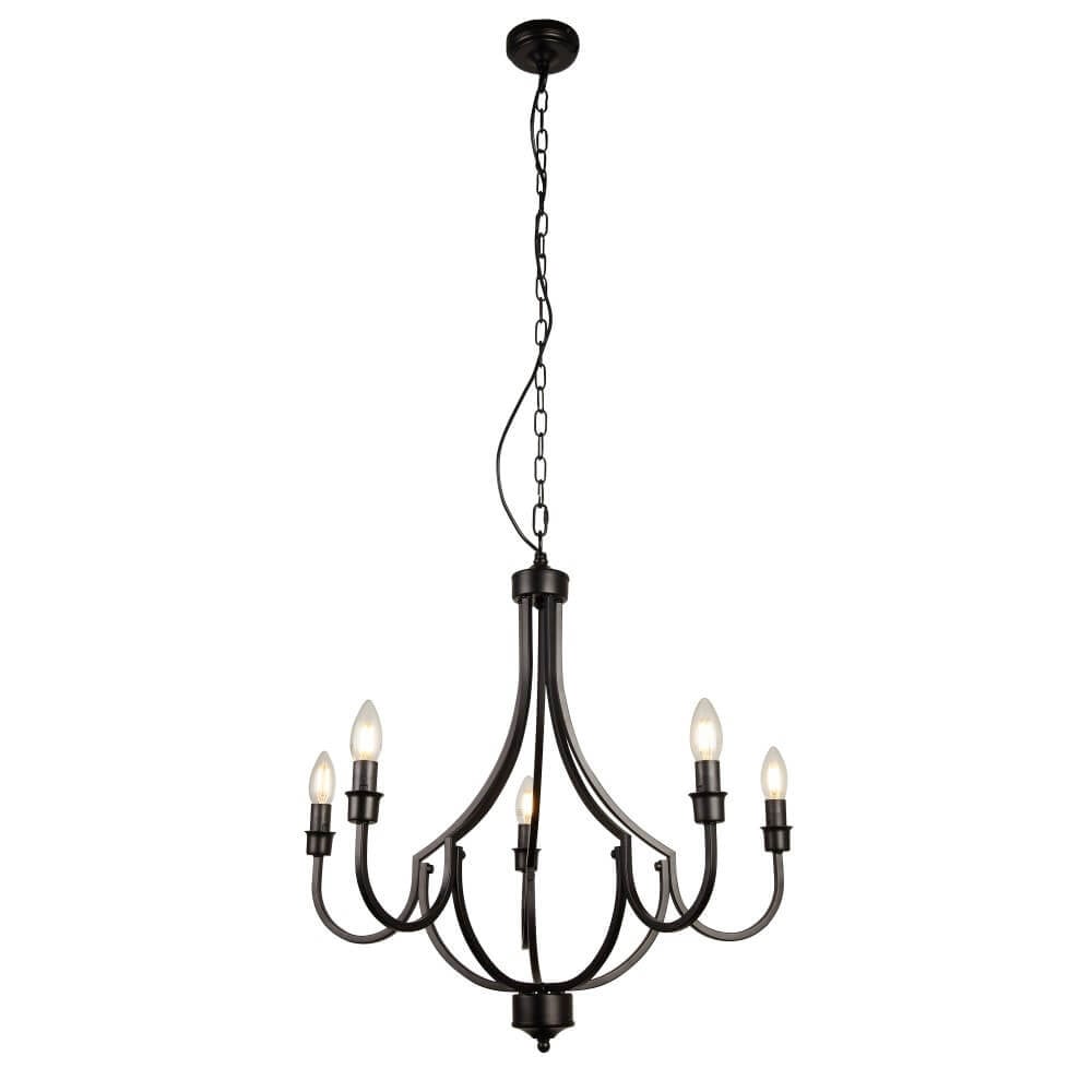 Searchlight Klassieke Lodge hanglamp 5-lichts zwart