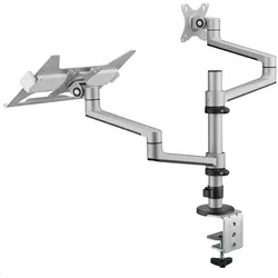 MonLines MTH016S Monitorhalter und Laptop Halterung mit Tischklemme, silber (Tisch, 32"), Monitor Halterung, Silber