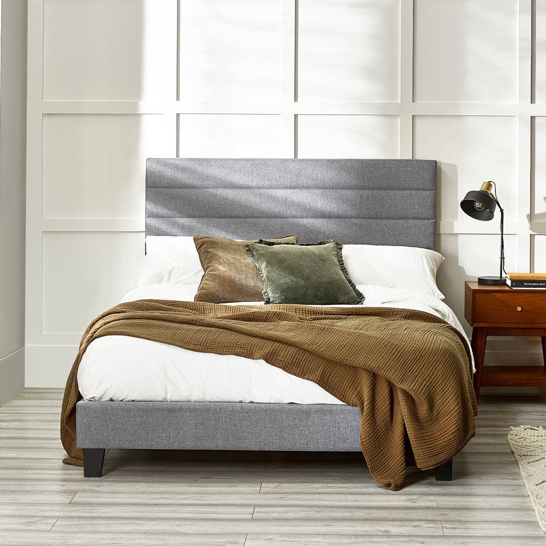 Latitude Run Osawatomie Upholstered Single (3') Bed Grey Single (3')