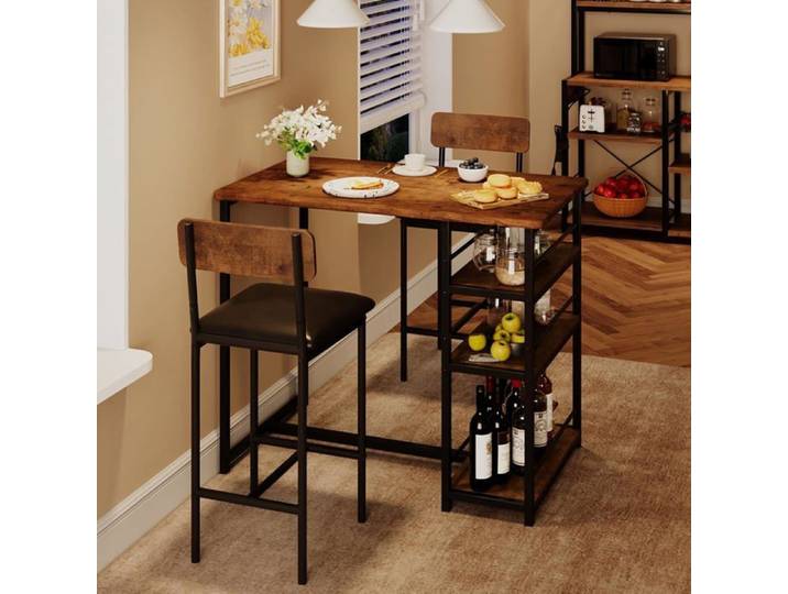 Ensemble 3 pièces 1 Table et 2 Chaises ENSEMBLE TABLE HAUTE ET CHAISES Style Vintage Pour Bar Ou Cuisine