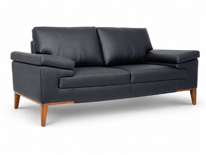 JVmoebel 3-Sitzer Schwarzer Wohnzimmer Zweisitzer Designer Ledercouch Polstermöbel, 1 Teile, Mit Kissen, Wasserabweisend