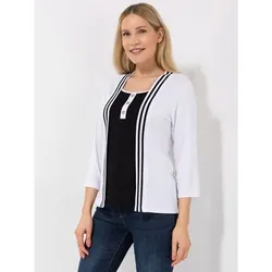 DENIM & CO. Shirt, 3/4-Arm Knopfleiste Twinset-Optik Streifen