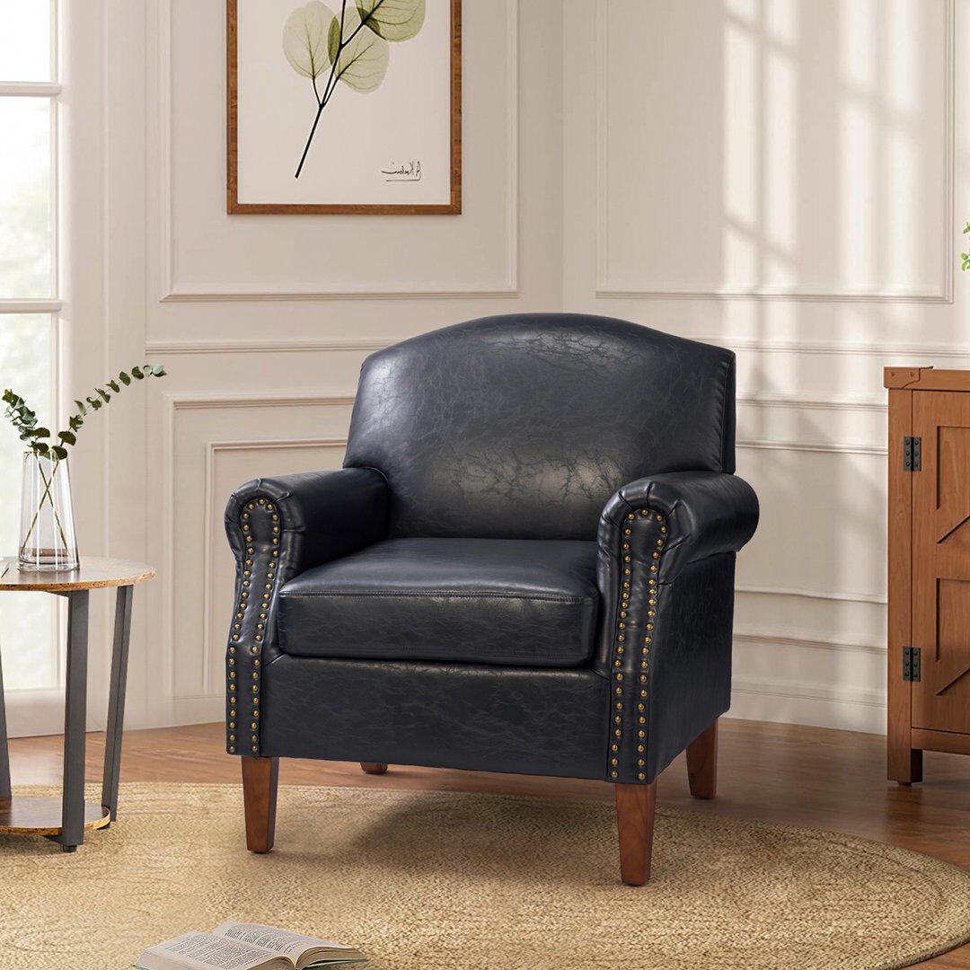 Ophelia & Co. Farleigh Faux Leather Armchair Navy 85.1cm H X 78.7cm W X 78.7cm D