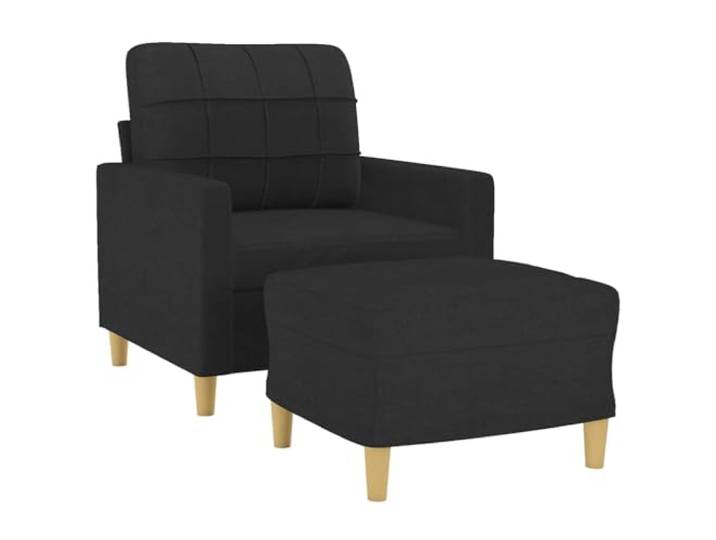 KTHLBRH Sessel mit Fußstütze, schwarz, 60 cm, aus Stoff Struktur aus Sperrholz und Metall, Füllung aus Schaumstoff, Tragkraft 110 kg, modernes Design für Wohnzimmer