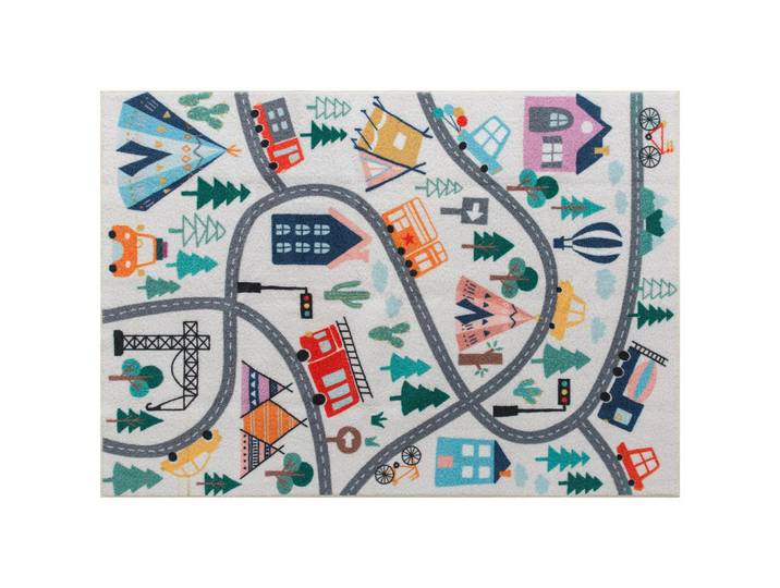 Homcom Teppich Anti-Rutsch Küchenteppich Kurzflor mit Fleece-Optik, Autobahn-Muster, Mehrfarbig, Textil, 120x160 cm, rutschfest, Teppiche & Böden, Teppich