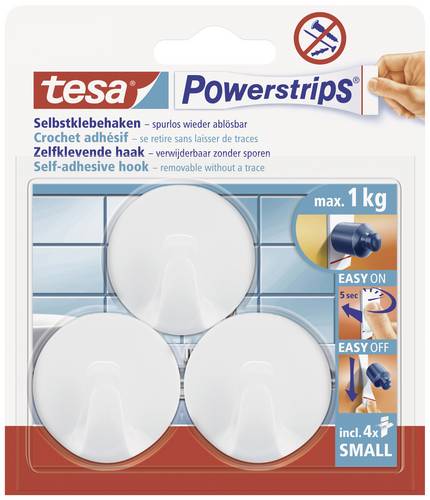 TESA POWERSTRIPS Klebehaken Small Rund Weiß Inhalt: 3St.