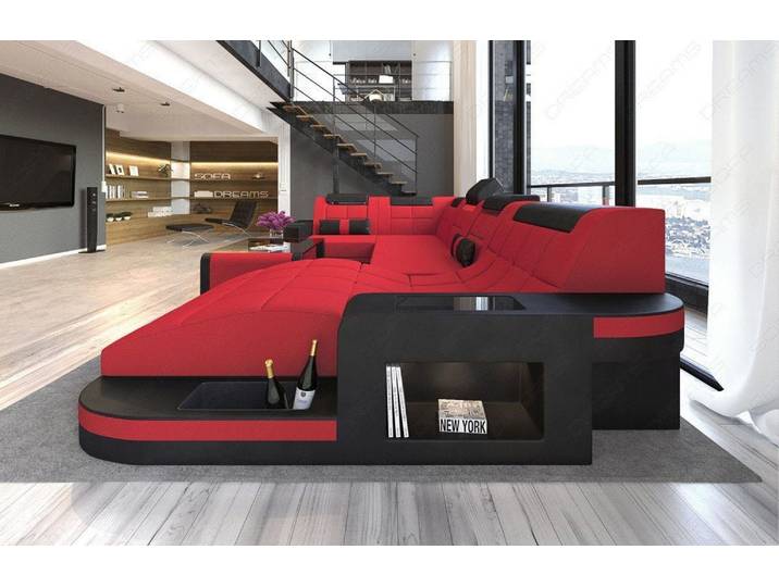 Stoff Wohnlandschaft Wave U-Form