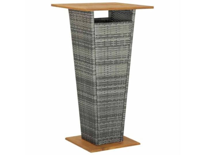 Makastle Bartisch Grau PE-Rattan Akazienholz 60x60x110 cm
