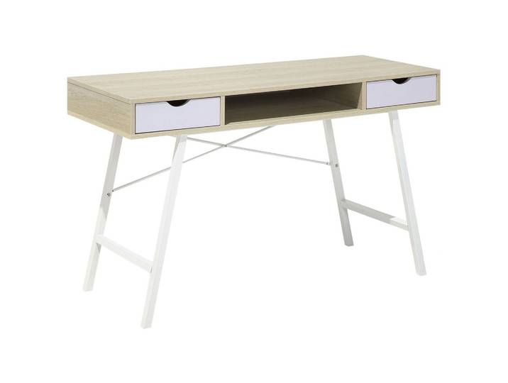 SCHREIBTISCH heller Holzfarbton/weiß 120/48/77 cm Clarita