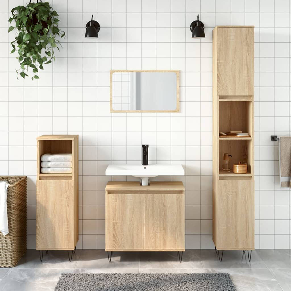 George Oliver Obadiah Floor Mounted Bathroom Cabinet Sonoma Oak 60cm H X 58cm W X 33cm D