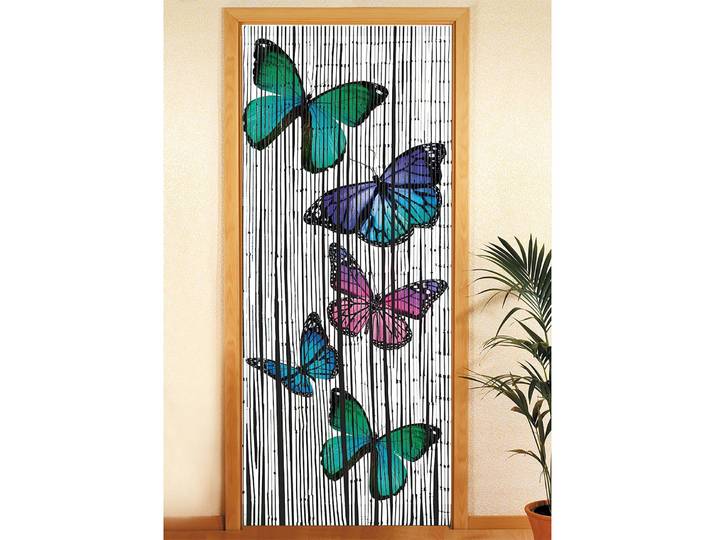 Rideau en bambou motifs de papillons Bambou Multicolore 90 x 200cm