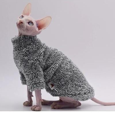 Inspired Living CozyShield Hairless Cat Winter Jacket Double Sided Fluffy Warm Coat For Sphynx Cats black s