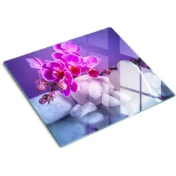 GLASPLATTE 60x52 cm Orchidee und Herz