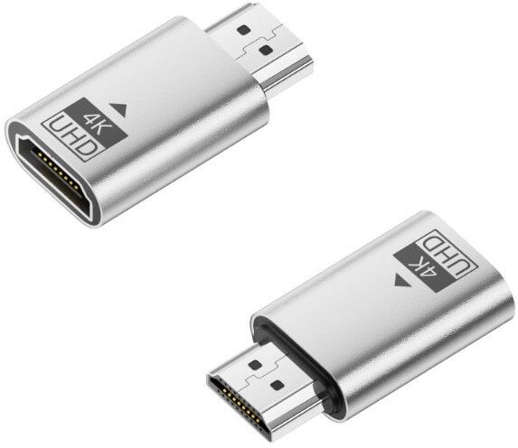 INF HDTV HDMI EDID-Emulator Adapter Stecker-auf-Buchse (2er-Pack) — 4K 60hz HDR Plug-and-Play, ohne LED