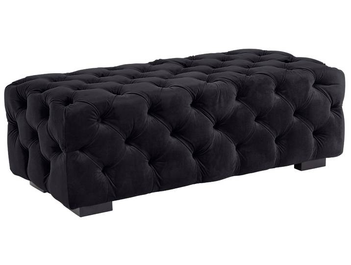 Polsterhocker HOME AFFAIRE Kalina , schwarz, T:55cm, Hocker, Polsterhocker, mit klassischer Chesterfield-Knopfheftung