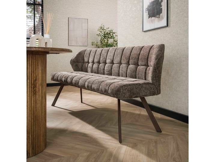 Esszimmerbank Muda , 180cm , Hoven-Stoff / Chenille , taupe-braun