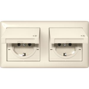 Gira Steckdose Standard 55 415801, Set, IP44, Unterputz, 2-fach, mit Deckel, Feuchtraum, cremeweiß glänzend