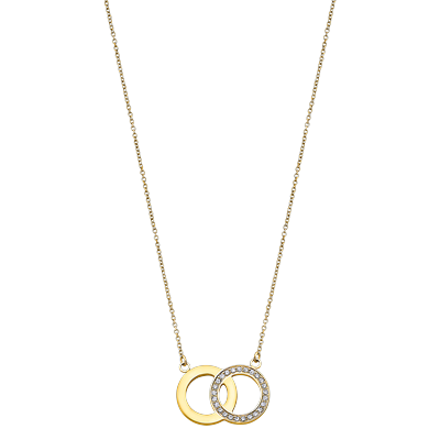 Kette mit Anhänger LOTUS "Essentials", gold (gelbgoldfarben, kristallweiß), Halsketten, Damen, Edelstahl, L: 45, mit Glasstein