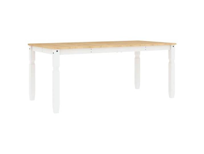 Tmriohed Esstisch Corona Weiß 180x90x75 cm Massivholz Kiefer Klassischer Küchentisch für gesellige Runden im Esszimmer, veredelt mit honigfarbenem Wachsfinish.