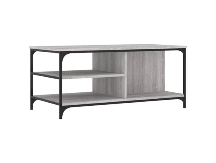 Favemtsl Couchtisch Grau Sonoma 100x50x45 cm, moderner Wohnzimmertisch aus Holzwerkstoff und stabilem Metallgestell, rechteckiger Beistelltisch mit Ablagefläche