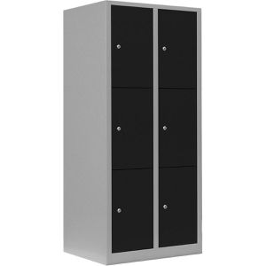 Lüllmann Schließfachschrank 523328, anthrazit, 6 Fächer, Stahl, 80 x 180cm, mit Zylinderschloss