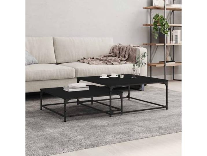 HEFZGDB Satztische 2 STK. Schwarz Holzwerkstoff Langlebiges Möbel für Wohnzimmer Schlafzimmer Büro mit Stabilem Design und Vielseitiger Funktion