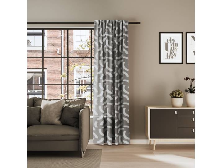 Vorhang NEUTEX FOR YOU CASALI , grau, B:153cm H:245cm, Polyester, Gardinen, Vorhang, Allover-Muster aus zeitlosen Halbkreisen