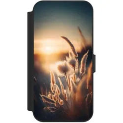 Nivocase Klapphülle für Apple iPhone 13 Handyhülle aus Kunst Leder NIVOflip schwarz Natur Sonne Pampasgras (Apple iPhone 13), Smartphone Hülle, Schwarz