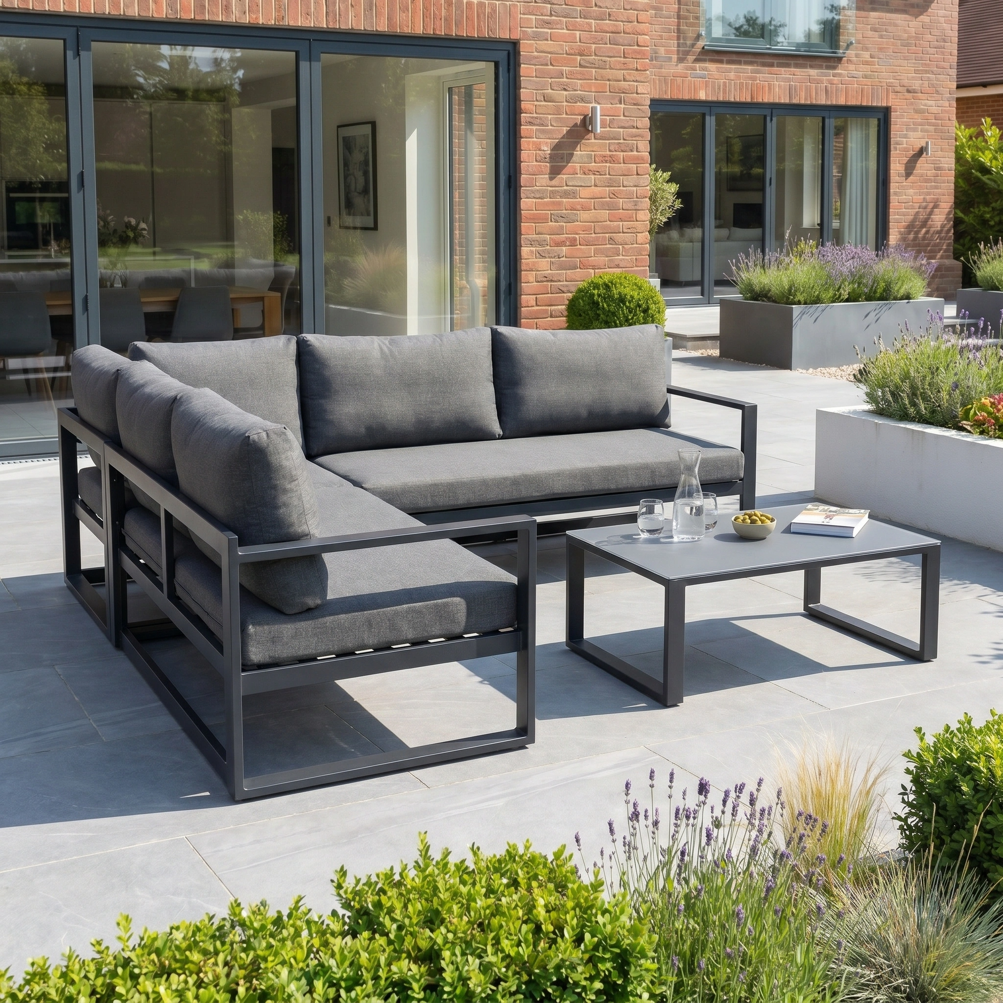 Harbour Lifestyle Havana Corner Group Set with Reclining Feature and Coffee Table in Charcoal