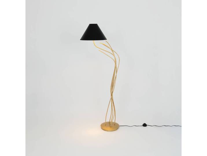 Design vloerlamp Ischia, messing / goud, Woon-/ Eetkamer, metaal, Design, vloerlamp