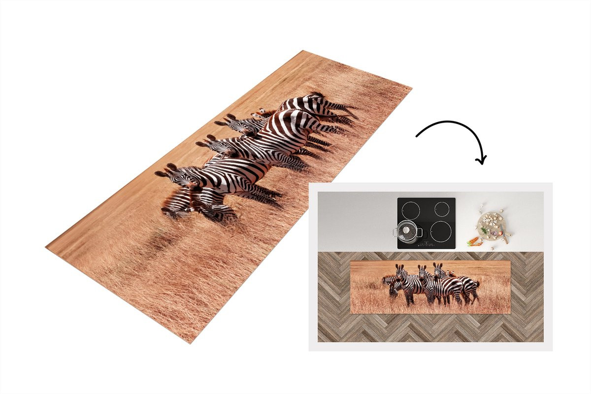 KitchenYeah Keukenloper Zebras in de natuur Vinyl B/D: 150 x 50 cm