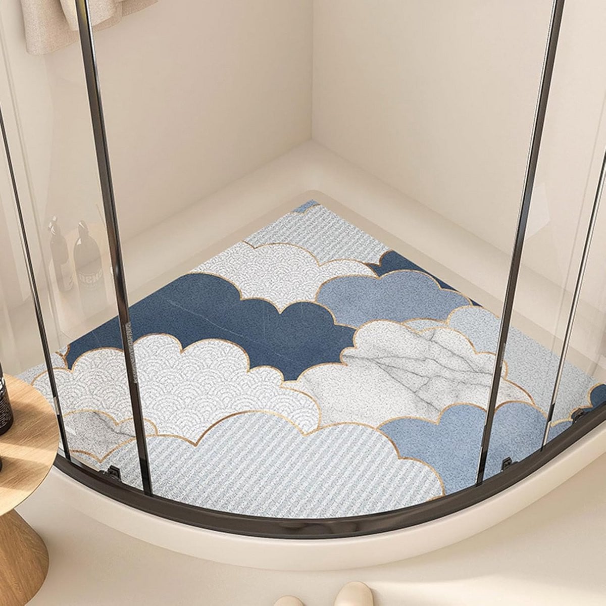Antislip Hoekdouchemat met Afvoergaten voor Binnendouche, 90 x 90 cm