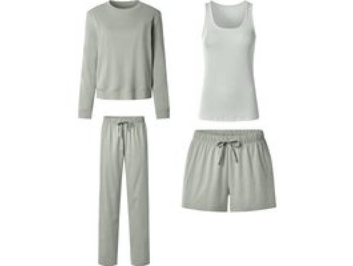 ESMARA® Ensembles pyjamas femme, 4 pièces (Vert, XL (46/48))