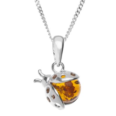 Kette mit Anhänger OSTSEE-SCHMUCK "Ostsee-Schmuck Kette mit Anhänger Marienkäfer" Gr. 40, silber, Halsketten, Damen, 40cm, Silber 925 (Sterlingsilber), L: 40