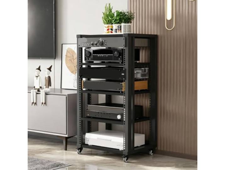 ZSCNYHMT Audio Rack, Verstellbares Mehrstöckiges Regal Audioausrüstung Flexible regalaufteilung, verstärkter rahmen, aufbewahrung für verstärker, receiver und mediengeräte