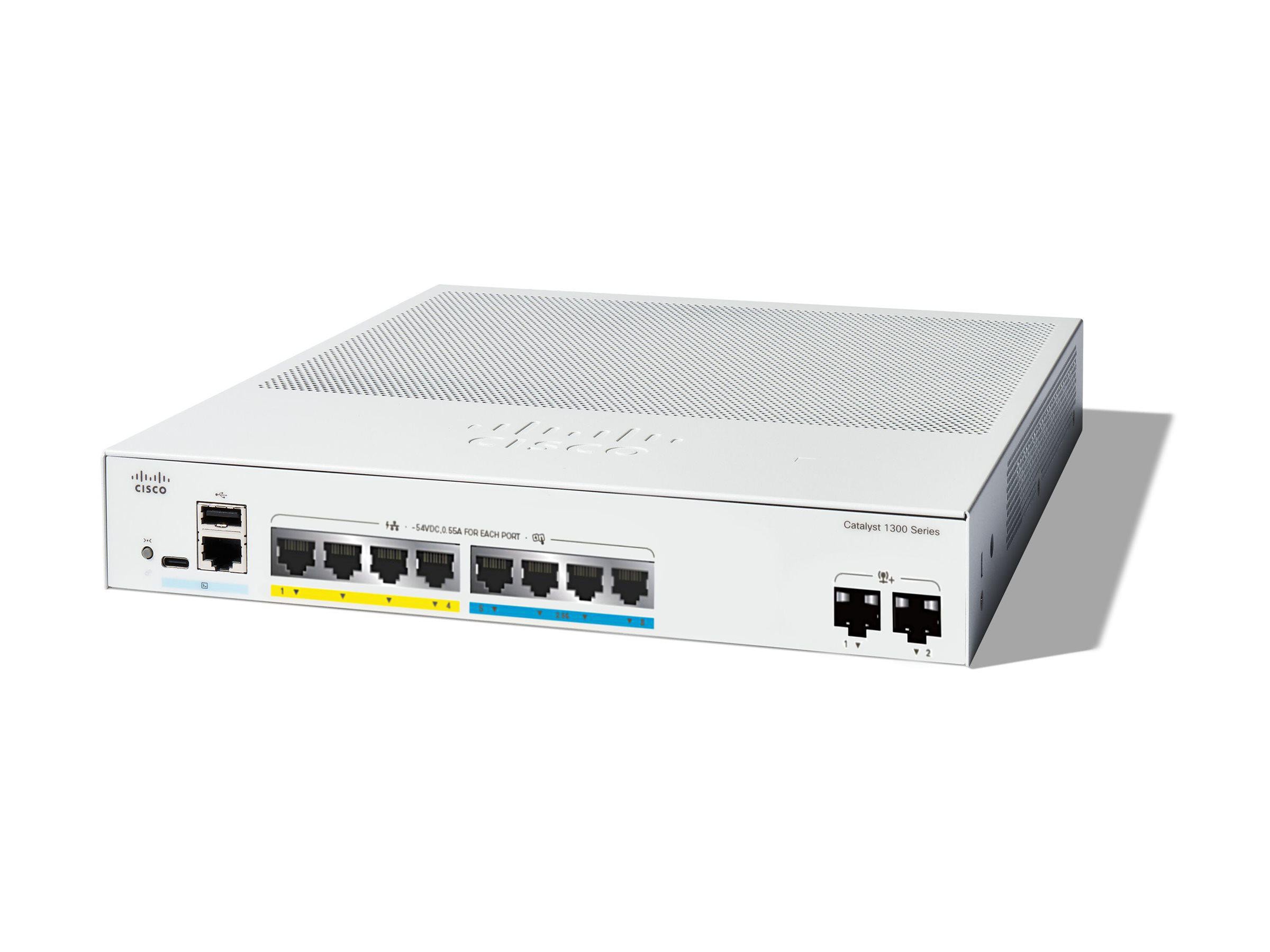 Cisco Catalyst C1300-8MGP-2X Rackmount 2.5G Managed Stack Switch 8x RJ-45, 2x SFP+, 120W PoE+