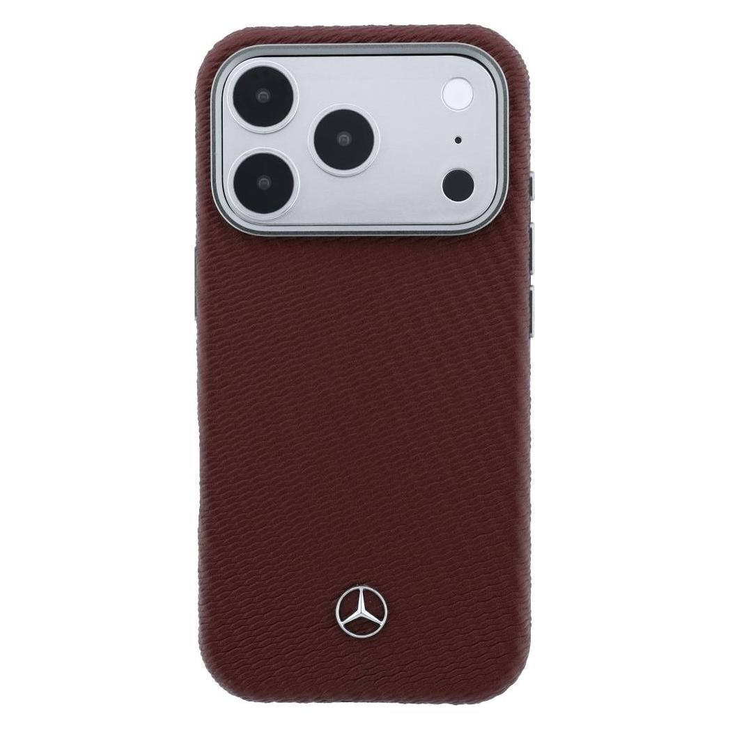 Mercedes Case Leather Semi Wrap Wood Effect MagSafe for iPhone 17 Pro red (Apple iPhone 17 Pro) (Mer008809)