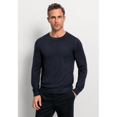 Strickpullover OLYMP "OLYMP Casual Strick, Pullover", Herren, Gr. M, blau (marine), 100% Schurwolle, Pullover Strickpullover