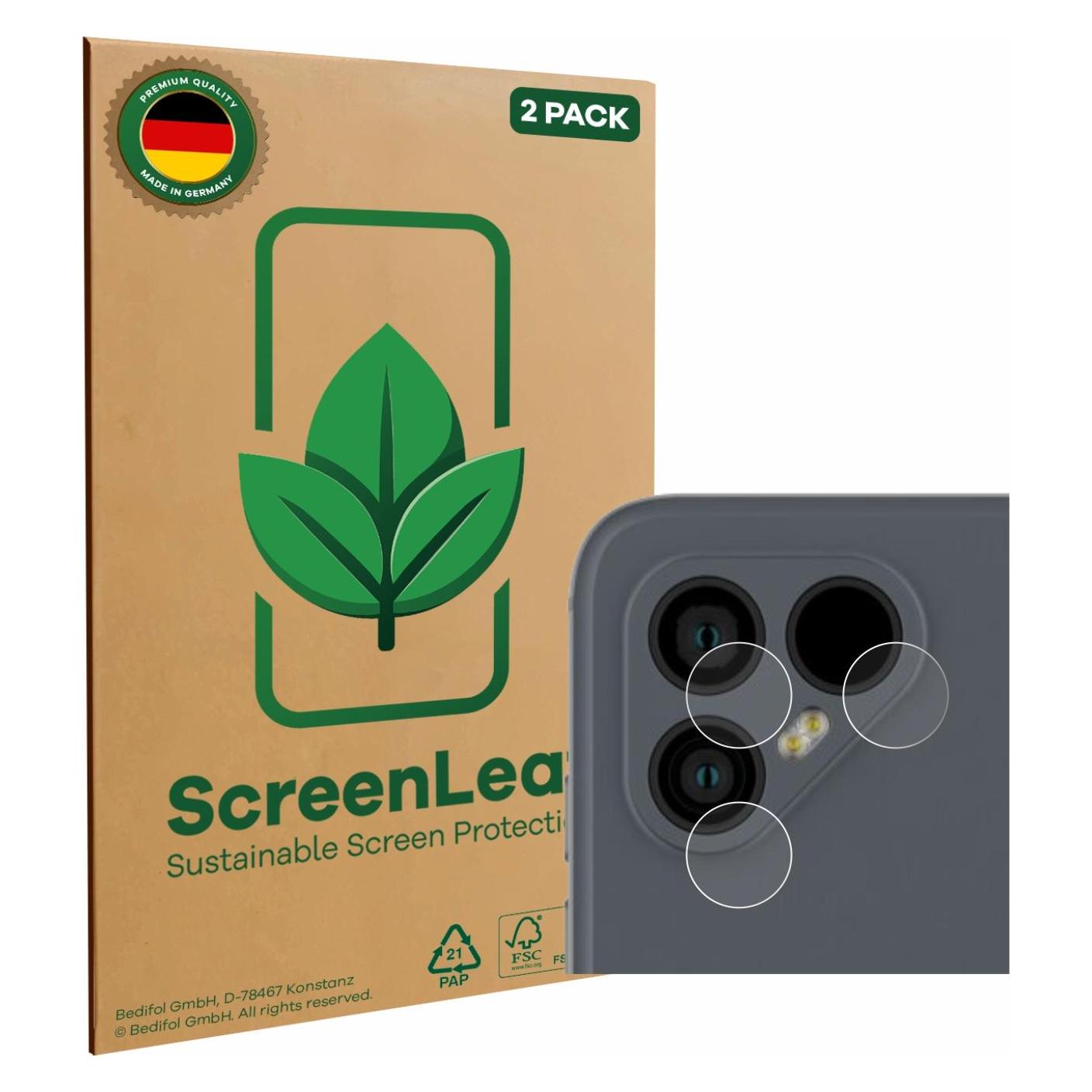ScreenLeaf Schutzfolie für Fairphone 4 (NUR Kameraschutz) Displayschutz Display Schutz Folie Klar Transparent (2 Stk., Fairphone 4) (6143166)