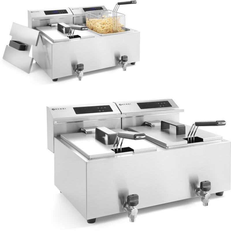 Selius Professionele Dubbele Frituurpan met Digitale Bediening en Tapkraan, 2 x 8 Liter