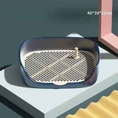 Inspired Finds Portable Dog Potty Training Tray With Fence And Pillar For Indoor Pee Pads blue 15.75 11.81 4.33 In