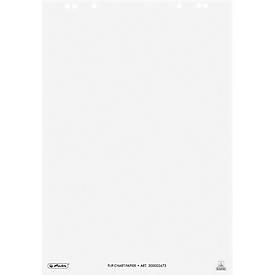 Herlitz Flipchartblock, blanko, 6-fach Lochung, perforiert, B 650 x H 980 mm, Papier, weiss, 5 Stück mit jeweils 20 Blatt