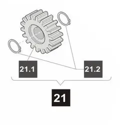 21. Sommer Zahnrad für SM 40 T und SM 40, incl. Seegerring, starglider 300 E
