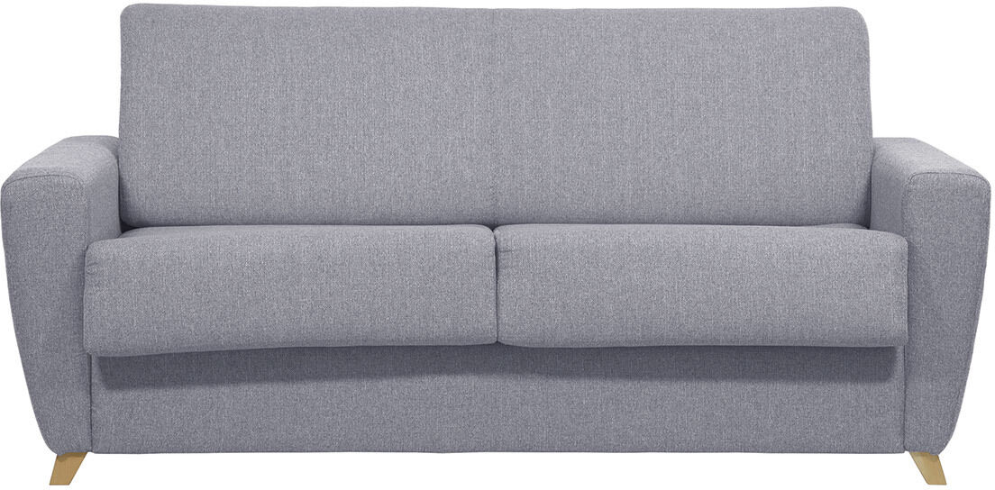 Miliboo Schlafsofa skandinavisch mit Matratze 18 cm hellgrauer Stoffbezug GRAHAM