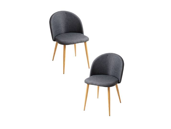 2er Set Vint Stoff Stühle - Gris dunkel