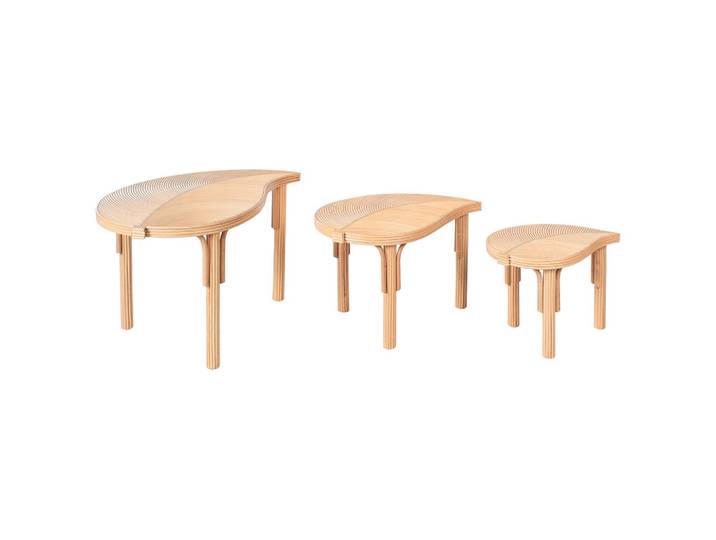 COUCHTISCH 3er-Set PARALIA Rattan Naturfarben