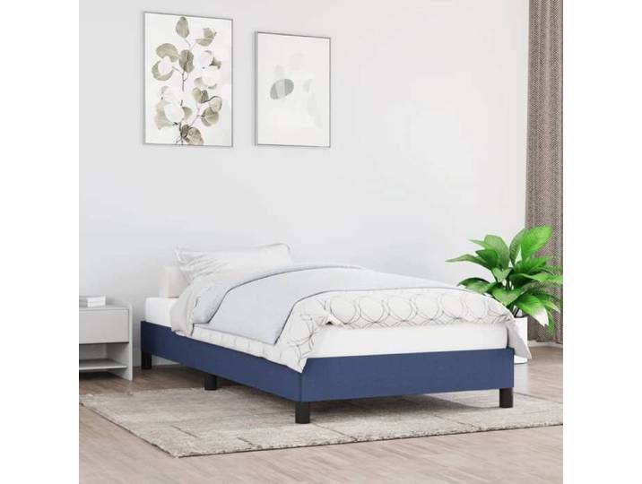 Cadre lit bleu 80x200 cm tissu structure légère design coloré chambre enfant compacte moderne