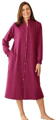 Plus Size Women's Only Necessities® Fleece Snap-Front Robe by Only Necessities in Pomegranate (Size 1X)