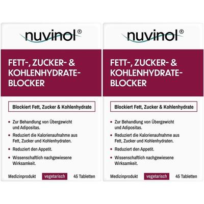 Nuvinol Fett- & Zucker- Kohlenhydrateblock.Tabl. 2x 2x45 St Tabletten